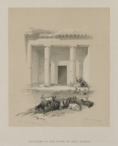 Egitto e Nubia, Volume I: Ingresso alle Grotte di Beni-Hasan, 1847 da Louis Haghe