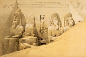 Elevazione frontale del Grande Tempio di Abu Simbel, Nubia, Egitto, 1849 da Louis Haghe