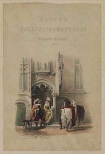 Portfolio di schizzi di Haghe. Belgio. Germania, vol. III: Pagina del titolo, su una porta...Bruges, 1850 da Louis Haghe