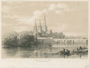 Cattedrale di Lichfield - Vista Sud Ovest: litografia colorata, 1548 da Louis Haghe