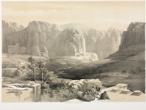 La Terra Santa, Siria, Idumea, Arabia, Egitto e Nubia Vol. III: Petra, vista verso sud, 1842 da Louis Haghe