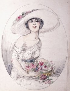Ragazza con Mazzo di Fiori da Louis Icart