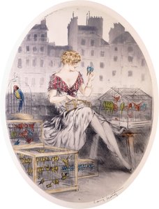 Ragazza con pappagallini, c.1920s-30s