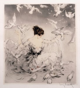 Ragazza con colombe da Louis Icart