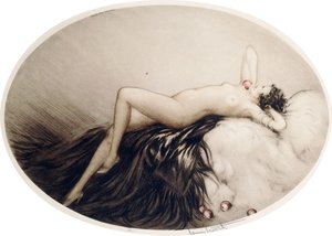 Nudo reclinato con mele