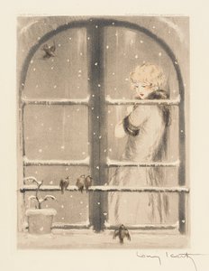 Le quattro stagioni: inverno, c.1928 (colorato a mano) da Louis Icart