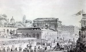 Antichità trovate a Ercolano trasportate al Museo di Napoli, c.1782 da Louis Jean Desprez