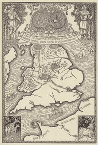 Una mappa per mostrare la posizione delle Foreste di Caccia Reali dove viveva Robin Hood, AD 1160-1247