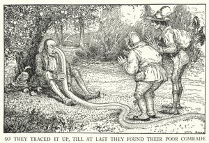 Così lo seguirono, finché alla fine trovarono il loro povero compagno (litografia) da Louis John Rhead