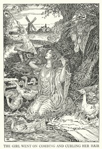La ragazza continuava a pettinarsi e arricciarsi i capelli da Louis John Rhead