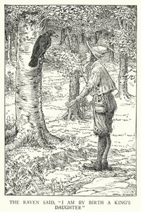 Il corvo disse, "Sono per nascita la figlia di un re" (litografia) da Louis John Rhead