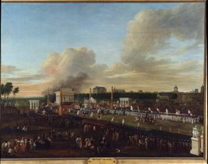 Rivoluzione Francese: "Veduta della festa della Confederazione dei Dipartimenti del Nord, della Somme e del Pas de Calais" Dipinto di Louis Joseph Watteau detto Watteau de Lille (1731-1798)