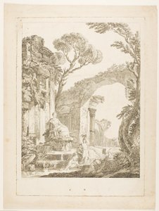 La fontana nelle rovine da Louis Joseph Masquelier