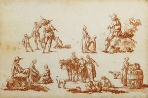 Studi di figure e animali da Francois Louis Joseph Watteau
