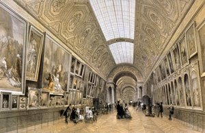 La Grande Galerie, museo del Louvre, c.1850 da Louis Jules (after) Arnout