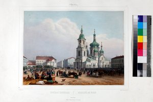 Piazza Sennaya e la chiesa del Salvatore a San Pietroburgo da Louis Jules Arnout