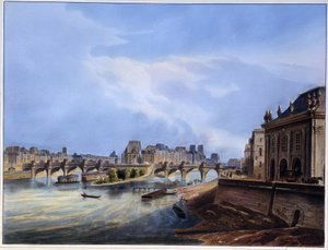 Vista del ponte Neuf - in Paris en 1837 da Louis Jules Arnout