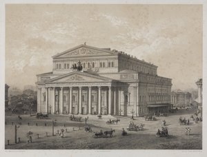Bolshoi - Il Teatro Bolshoi a Mosca, di Louis Julien Jacottet. Litografia da Louis Julien Jacottet