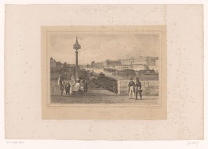 Veduta del Palais du Louvre dal Pont Neuf da Louis Julien Jacottet