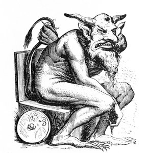 Rappresentazione del Diavolo Belphagor (Belphegor) dal Dizionario Infernale di Collin de Plancy. Incisione di L. Breton. Parigi