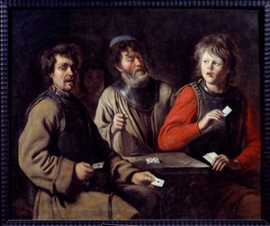Soldati che giocano a carte. Dipinto di Louis Le Nain (1593-1648) 1640 Aix en Provence, Museo Granet