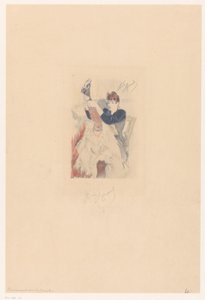 Ballerina di cancan che fa un esercizio di flessibilità da Louis Legrand (signed by artist)