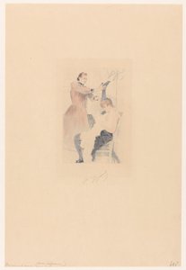 Ballerina di cancan seduta su una sedia mentre fa un esercizio di flessibilità da Louis Legrand (signed by artist)
