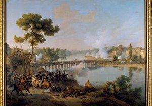 Il generale Bonaparte dà i suoi ordini alla battaglia del ponte di Lodi durante la prima campagna d