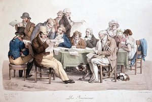 Uomini che leggono giornali - incisione di Louis Boilly intitolata "Les journaux" da Louis Leopold Boilly