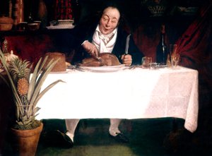 Il goloso: uomo che mangia tacchino