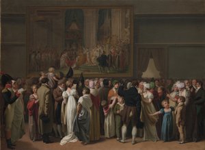 Il pubblico che osserva la "Coronazione" di David al Louvre
