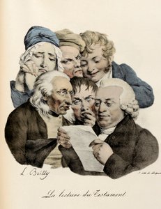 La lettura del testamento. Incisione di Louis-Leopold Boilly