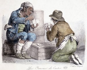 I giocatori di carte, incisione di L. Boilly, circa 1820 da Louis Leopold Boilly