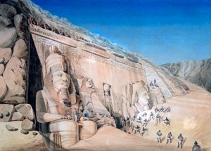 Scavo del Grande Tempio di Ramses II, Abu Simbel, 1819