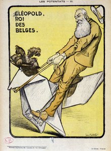 Ritratto caricaturale di Leopoldo, re dei Belgi su un cavallo di carta - di Louis Malteste, in 
