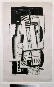 Natura morta, studio per un dipinto su vetro (dipinto, XX secolo) da Louis Marcoussis