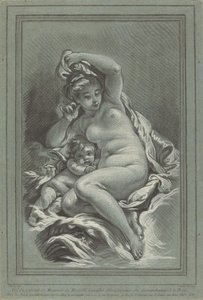 Venere e Cupido su un delfino, 1767. Creatori: Louis Marin Bonnet, Juste-François Boucher da Louis Marin Bonnet, Juste François Boucher
