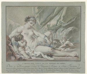 Cupido implora Venere di restituirgli le frecce