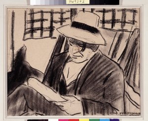 Autoritratto con cappello disegnato da Louis Mathieu Verdilhan (1875-1928) Dim. 23x29 cm Menzione obbligatoria: Collezione fondazione regards de Provence, Marsiglia