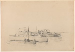 Case e due navi vicino alla costa da Louis Meijer