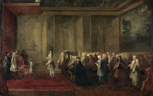La ricezione di Cornelis Hop (1685-1762) come legato degli Stati Generali alla corte di Luigi XV, 24 luglio 1719 da Louis Michel Dumesnil