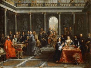Regina Cristina di Svezia, circondata dalla sua corte