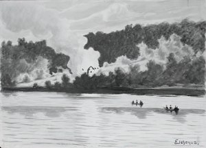 Incendio visto da East Lyme, Connecticut, 1900 da Louis Michel Eilshemius