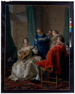 Una donna spagnola che suona la chitarra da Louis Michel van Loo