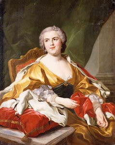 Ritratto di Louise Elisabeth de Bourbon, Duchessa di Parma, seduta, a tre quarti di lunghezza da Louis Michel van Loo