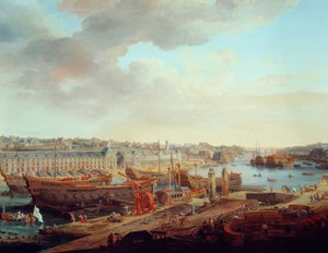 Cantiere navale: La città di Brest (dettaglio) da Louis Nicolas van Blarenberghe