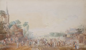 Il Duca di Penthievre con Benjamin Franklin alla sua destra durante una revisione del suo reggimento volontario vicino al suo castello a Rambouillet da Louis Nicolas van Blarenberghe