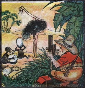 Nestor Fenleroc, fotografo europeo fotografa uno struzzo in Africa. 1923 da Louis Peltier