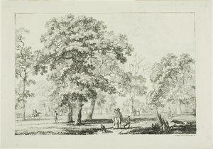 Persone che camminano in un bosco da Louis Pierre Baltard