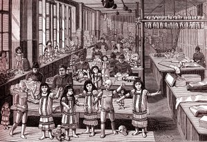 Fabbrica di bambole, sala di spedizione, da "La Nature"